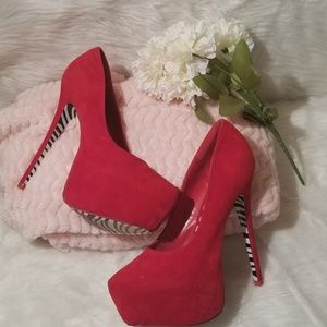 Alba candy apple red suede 6 5"  heels size 10